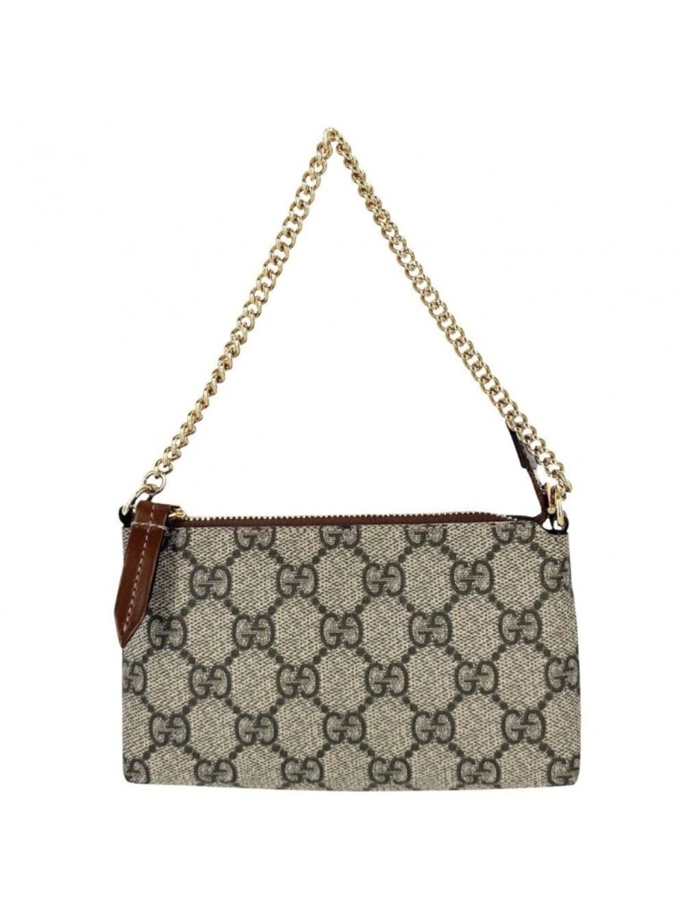 Gucci GG Supreme Pouch Mini Bag Small Canvas Leather Brown Beige Gold - Picture 1 of 7